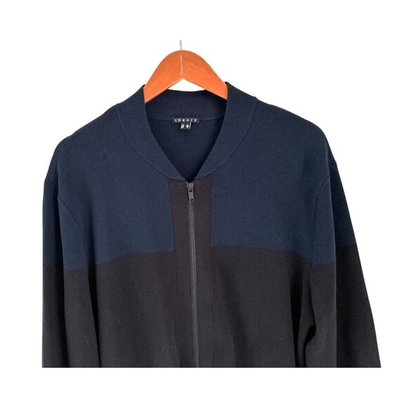 THEORY Bawden Chassis Zip-Up Cardigan Knit Blue Color-block Size XLarge - Picture 4 of 10